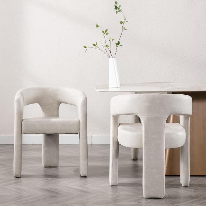 BESTANO Set of 3 Modern PU Leather Upholstered Dining Chairs - Image 4