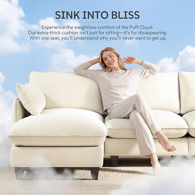 Ihanherry 139" U-Shaped Modular Sectional Couch, Oversized Cloud Sofa - Image 4