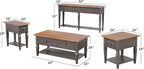 Sunset Trading Dakota 4PC Wood w Drawers, Storage Shelves, Distressed Brown and - Image 6