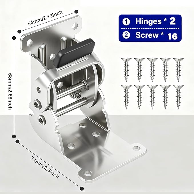 4 Pack Folding Brackets 0°-90°-180°, Heavy-Duty Self-Lock Hinge - Image 2