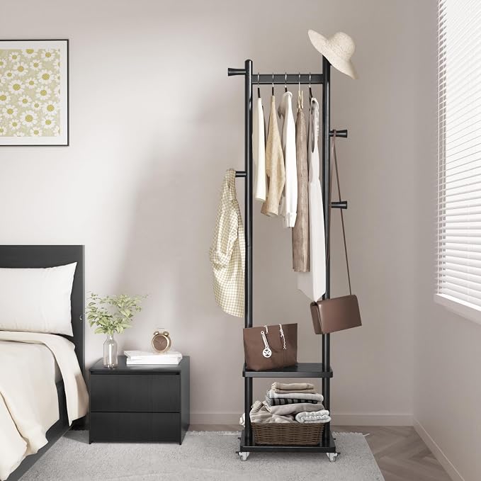 Solid Wood Coat Rack Freestanding Clothing Rack by Taitiy