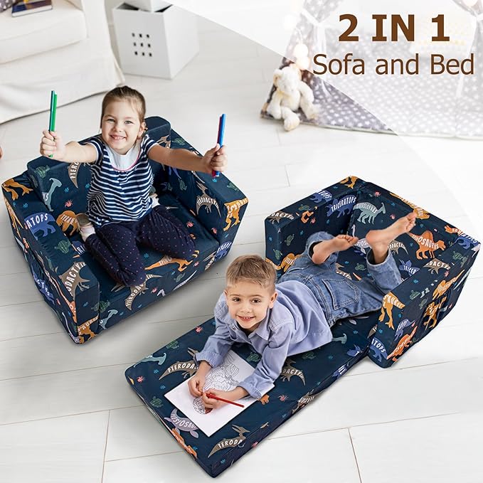 Kids Couch, 2-in-1 Kids Fold Out Couch, Convertible Kid Sofa to Lounger - Image 4