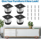 2.5 Inch Metal Furniture Legs Stainless Steel Adjustable Legs Silver Table Legs - Image 2