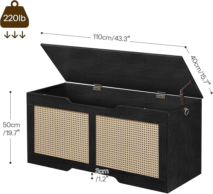 HOOBRO Storage Bench, 43.3" Toy Box, Rattan-Like Storage Chest, Sturdy Entryway - Image 3