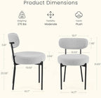 DUMOS Dining Chairs Set of 2, Mid Century Modern Chair Round Upholstered Curved - Image 2