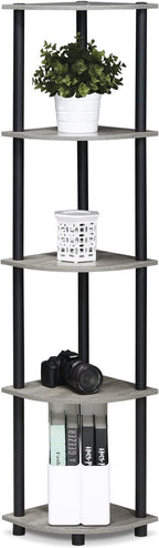 Furinno TURN-N-TUBE Corner Shelf, 5-Tier Corner Bookshelf, Open Storage Shelves - Image 6