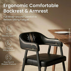 HNY Modern Dining Room Arm Chairs Set of 4, Retro Faux Leather Upholstered - Image 3