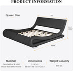SHA CERLIN Queen Size Upholstered Bed Frame, Deluxe Low Profile Sleigh Bed - Image 2
