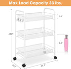 TOOLF 3-Tier Metal Rolling Cart, Mesh Wire Easy Assemble Utility Cart, Storage - Image 6