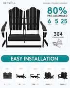 SERWALL 3 Pieces Patio Adirondack Bench Set, 2 Folding Adirondack Bench & 1 - Image 8