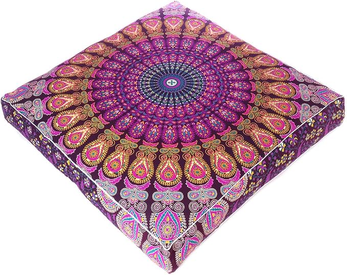 Mandala Floor Pillow Cover Meditation Cushion Seating Throw Hippie Round by EyesofIndia