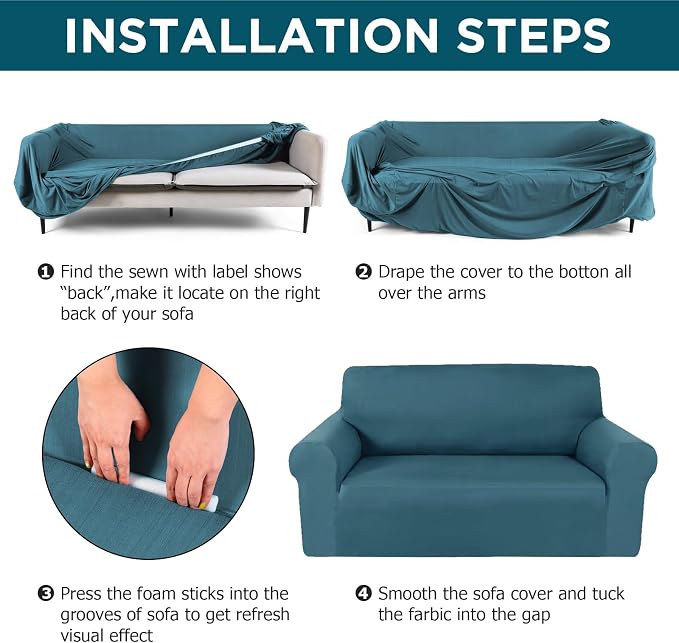 Peryiter 3 Pcs Couch and Loveseat Covers Set Sofa Cover - Image 5