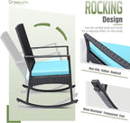 Greesum 3 Pieces Patio Furniture Set Outdoor Wicker Rocking Chairs - Image 4