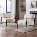 Ya-Home Mid-Century Accent Chair, Soft Armchair Sherpa Fabric Lounge Chair - Image 8
