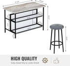 AWQM Kitchen Island with Seating & Storage Shelf, Faux Marble Island Table - Image 6