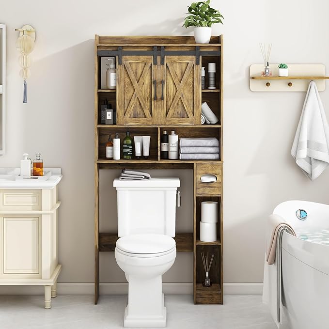 Vabches Over The Toilet Storage Cabinet, Farmhouse Storage Cabinet Over Toilet - Image 6