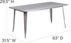 Flash Furniture Charis Commercial Grade 31.5" x 63" Rectangular Silver Metal - Image 4