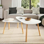 Gecheer Scandinavian Style Solid Pine Wood Coffee Table Set - Image 3