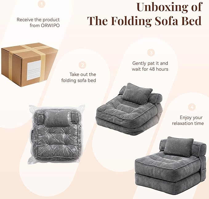 Folding Sofa Bed, Convertible Sleeper Chair - Image 7