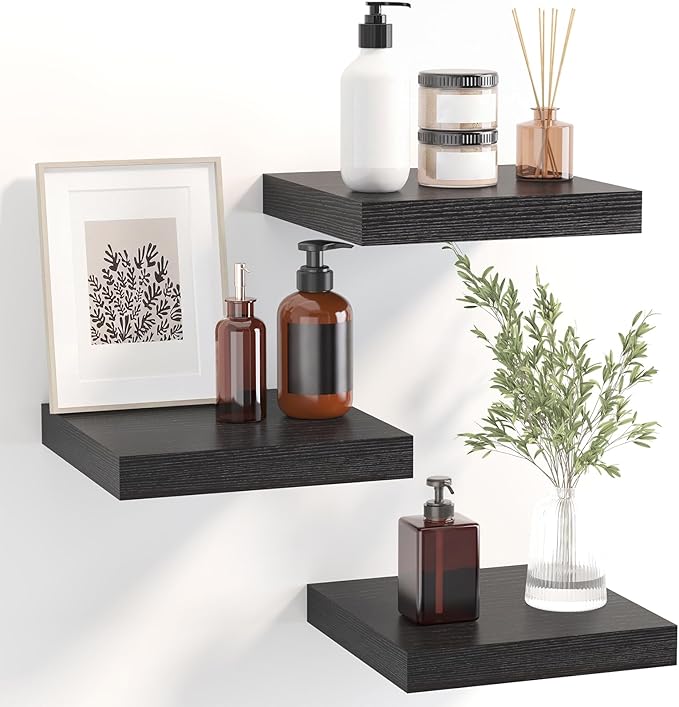 Fixwal Floating Shelves for Wall, 8 Inch Small Black Shelves Wall Mounted Shelf by Fixwal
