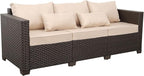 Rattan Star Outdoor Furniture Couch 3 Seater Sofa Outdoor Brown Wicker Sofa - Image 8