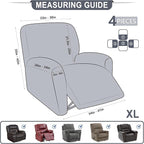 ANARACHON Leather Look Recliner Chair Covers, 4-Pieces Stretch Recliner Cover - Image 2