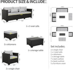 Rattaner Patio Wicker Furniture Set 6 Pieces Outdoor HDPE Wicker Conversation - Image 4