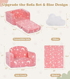 Kids Couch, 2-in-1 Soft Toddler Couch Fold Out - Image 3