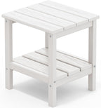 SERWALL 2-Tier HDPE Outdoor Side Table, Weatherproof Rectangular Adirondack by SERWALL