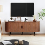 55" TV Stand with Power Outlet, Mid-Century Modern Television Stand, Fluted - Image 7