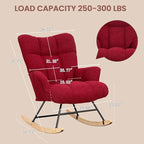 SAETSFEG Rocking Chair Nursery Teddy Upholstered Glider Rocker Rocking Accent - Image 2