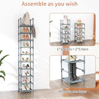 LANTEFUL Narrow Shoe Rack 10-Tier Tall Shoe Organizer Skinny Shoe Shelf Storage - Image 5