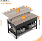 VINGLI 36" Lift Top Coffee Table - Image 2