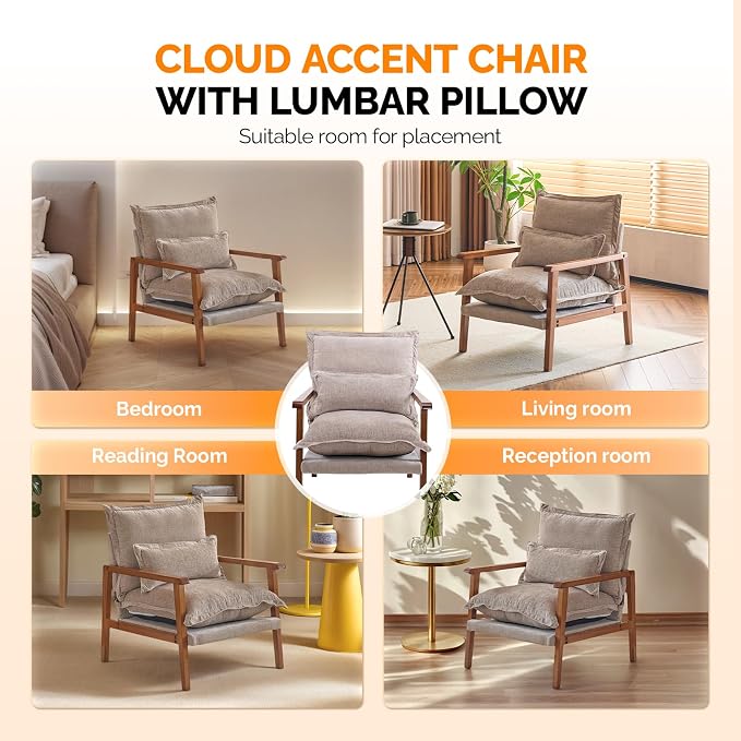 VINGLI Mid-Century Modern Cloud Accent Armchair - Image 8