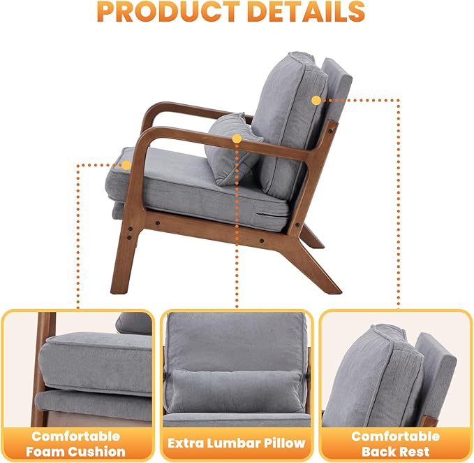 DUMOS Mid Century Modern Chair, Accent Chair - Image 3