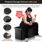 ENGPOW Storage Ottoman Bench, Fireproof Folding Bench - Image 6