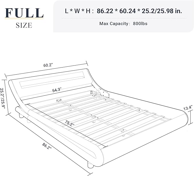 Allewie Full Size LED Platform Bed Frame - Image 2