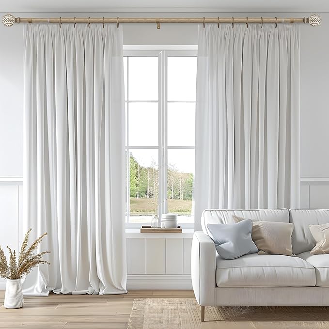 QDWIS Boho Wood Curtain Rods for Windows 28 to 48 inch, Rustic Decorative - Image 2