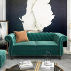 Mid-Century 2 Seater Sofa, Velvet Loveseat - Image 3