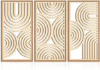 IARTTOP Large Boho Wood Wall Art Set of 3 Framed Wooden Mid-century Modern Wall by IARTTOP