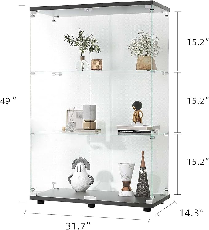 APRILSOUL Glass Display Cabinet 3-Shelf - Image 2