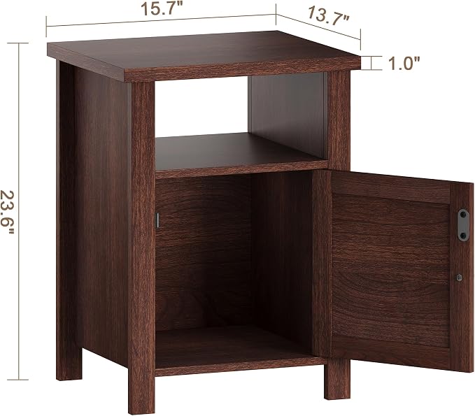 ChooChoo Farmhouse Nightstands Set of 2, Rustic Vintage End Side Table - Image 3