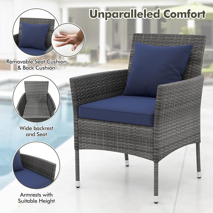 Tangkula 3-Piece Patio Furniture Set, PE Wicker Conversation Bistro Set w/A - Image 8