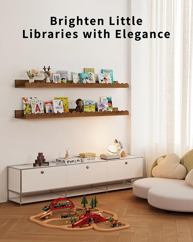 Shario Nursery Book Shelves, Scalloped Shelves, Wall Book Shelves - Image 4