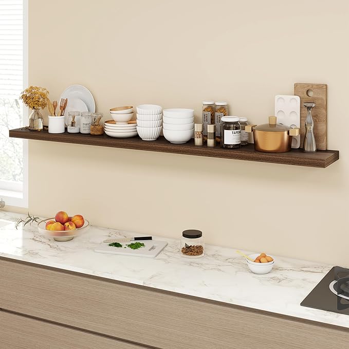 Acovy 72 Inch Floating Shelves, 9.3" Deep Floating Shelf Wall Mounted, Rustic - Image 2