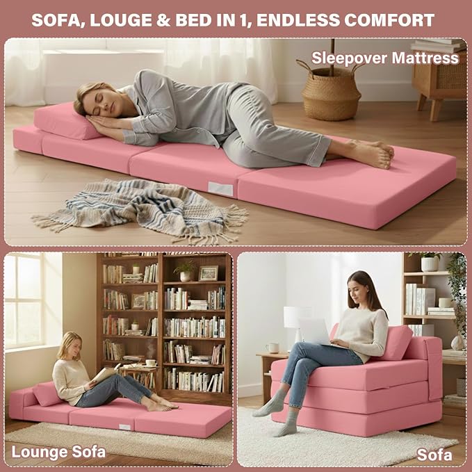 Tiita Folding Sofa Bed Chair, 4-Fold Convertible Sleeper Chair - Image 3