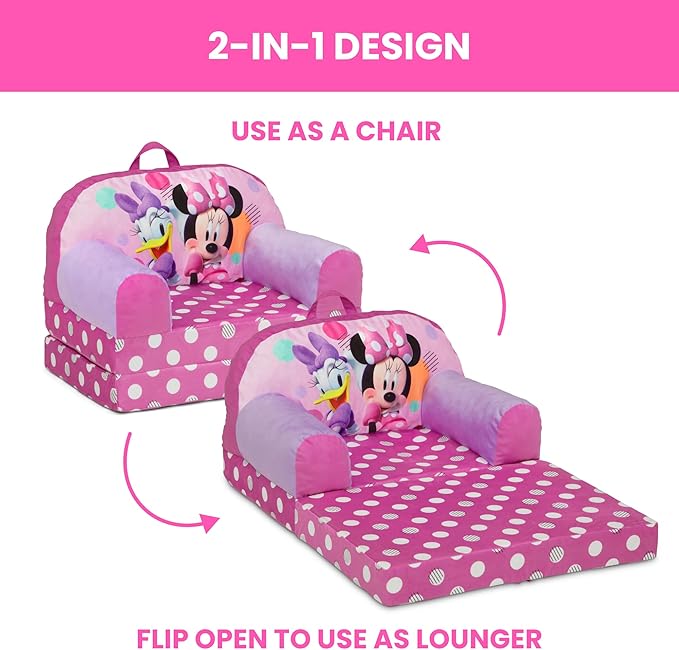 Delta Children - Minnie Mouse Cozee Buddy Flip-Out Kids Chair - Image 4