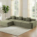 119'' Modular L-Shaped Boneless Sectional, Corduroy Deep Seat Cloud Sectional by WENTUM