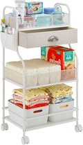 Baby Diaper Caddy Cart Organizer -3 Tier, Bedside Nursery Essentials Organizer by Cidaziya