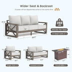 UDPATIO Aluminum Patio Furniture Set, Faux Wood Grain Modern Outdoor Furniture - Image 8